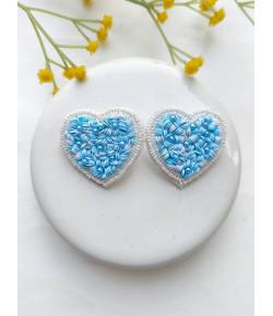 Sky Blue Heart Shaped Handmade Stud Earrings for
