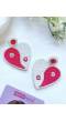 Pink-White Heart Beaded Dangler Earrings for Women -