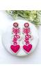 Pink and White Cupid Heart Earrings for Valentines Day Gifts