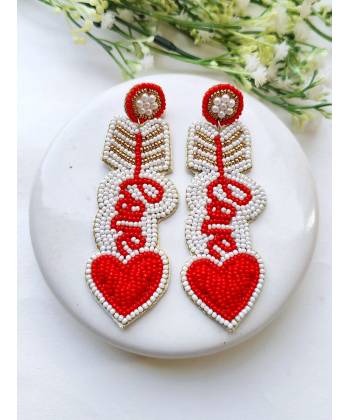 Red and White Cupid Heart Earrings for Valentines Day Gifts