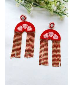 Heart Tassel Earrings for Valentines Day