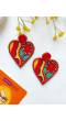 Handmade Embroidered Heart Beaded Earrings - Quirky Party