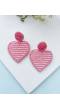 Light Pink Heart Shaped Handcrafted Beaded Earrings for Girls