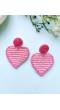 Light Pink Heart Shaped Handcrafted Beaded Earrings for Girls