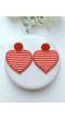 Red-White Heart Beaded Earrings for Women