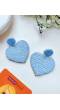 Sky Blue-white Heart Beaded Earrings - Valentines Day Gift for