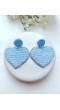 Sky Blue-white Heart Beaded Earrings - Valentines Day Gift for