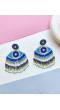 Blue-White Beaded Evil Eye Earrings for Women