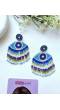 Blue-White Beaded Evil Eye Earrings for Women