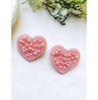 Blushing Pink Heart Handmade Studs Earrings for Women &
