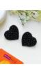 Black Heart Beaded Stud Earrings - Valentines Day Gift for Women