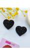 Black Heart Beaded Stud Earrings - Valentines Day Gift for Women