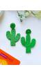 Beaded Green Cactus Earrings, Statement Boho Jewellery for