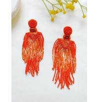 Luxe Orange Tassel Handmade Earrings for Party Wear
