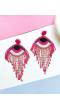 Pink Beaded Evil Eye Party Wear Earrings for girls