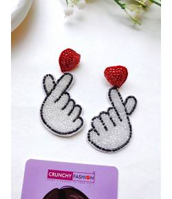 Korean Heart Beaded Earrings for Girls- Perfect Valentine's Gift