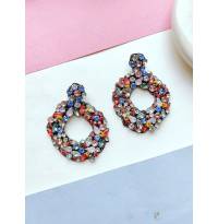 Multicolor Crystal Studded Handmade Beaded Earrings for