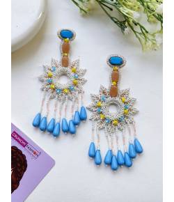 Sky Blue-White Handmade Earrings for Women