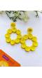 Yellow Floral Handmade Beaded Earrings for Women and Girls
