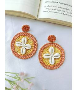 Handmade Yellow & Peach Beaded Earrings for Women &