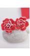Red Floral Rose Stud Earrings: Fashion Accessory for Women