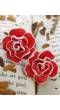 Red Floral Rose Stud Earrings: Fashion Accessory for Women