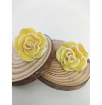 Floral Yellow Rose Acrylic Stud Earrings for Girls & Women