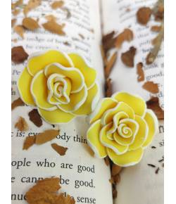 Floral Yellow Rose Acrylic Stud Earrings for Girls & Women