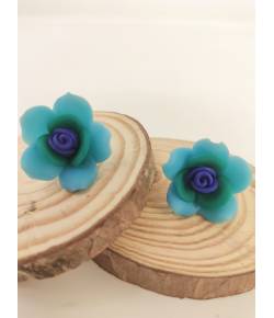 Turquoise-Blue Rose Stud Earrings for Trendy Women &