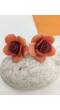 Peach-Brown Acrylic Rose Flower Stud Earrings for Girls & Women