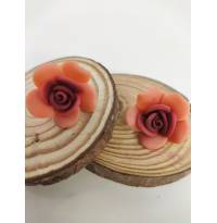 Peach-Brown Acrylic Rose Flower Stud Earrings for Girls & Women