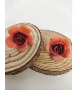 Peach-Brown Acrylic Rose Flower Stud Earrings for Girls & Women