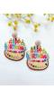 Multicolored Cake-shaped Birthday Earrings for Women and Girls