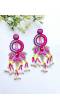 Handmade Pink-Purple Multicolor Flower-Shaped Dangler Earrings for Women & Girls