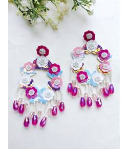 Handmade Pink, White & Purple Floral Bedazzling Jewellery for Women