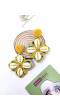 Yellow-Green Cowrie Shell Floral Design Earrings for Women