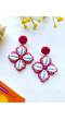 Pink Cowrie Shell Floral Design Earrings for Women