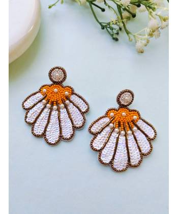 White Handmade Beaded Ethnic Earrings for Every Occasion