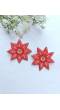 Orange Flower Handmade Beaded Stud Earrings Jewellery for Women & Girls