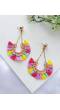 Pink-Yellow Handmade Raffia Earrings for Girls and Women