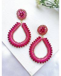 Buy Online Crunchy Fashion Earring Jewelry Floral Tassel Hot Pink Handmade Earrings for Women Handmade Beaded Jewellery CFE2365