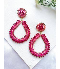 Handmade Marshala Pink Beaded Dangler Earrings for Girls and Women