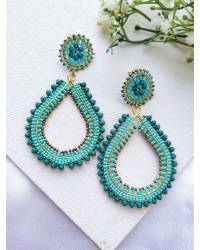 Buy Online Crunchy Fashion Earring Jewelry Green Handmade Beaded Tassel Earrings for for Women Handmade Beaded Jewellery CFE2151