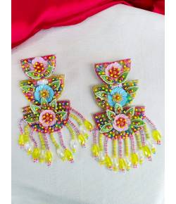 Multicolor Party Wear Beaded Earrings for Haldi, Mehndi, Weddings