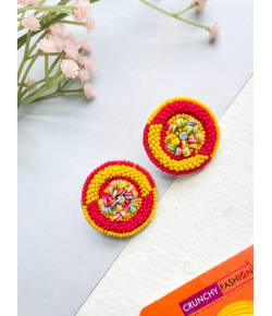 Handmade Yellow-Pink Stud Earrings for Women, Girls