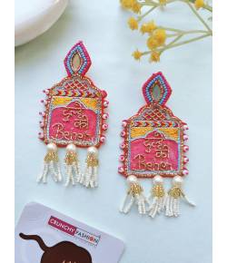 Buy Online Crunchy Fashion Earring Jewelry Dulhe Ki Behen Handmade Beaded Wedding Earrings for Girls Jewellery CFE2356