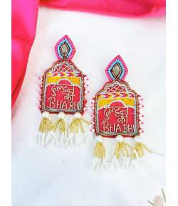 Dulhan ki Bhabhi Handmade Beaded Hot Pink Earrings for Haldi-Mehndi