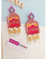 Buy Online Crunchy Fashion Earring Jewelry Yellow-Orange Blossom Beaded Earrings for Women, Girls Drops & Danglers CFE2462