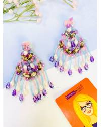 Buy Online Crunchy Fashion Earring Jewelry Floral Tassel Hot Pink Handmade Earrings for Women Handmade Beaded Jewellery CFE2365