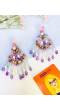 Lavender Bloom Handmade Beaded Party Wear Earrings for Women, Girls